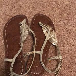 Gold feather sandals